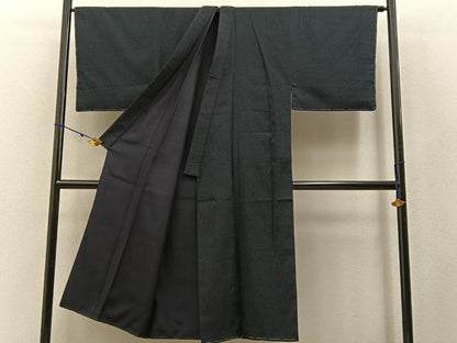 平和屋着物●男性 お召 吉祥文 黒地 正絹 逸品 未使用 BAAW5122hj