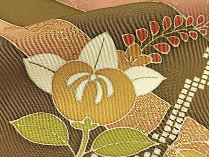 平和屋着物●創業460年・千總 訪問着 駒刺繍 橘 金彩 正絹 逸品 BAAW5124hj