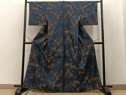 平和屋着物●本場大島紬　9マルキ　雲取枝垂れ藤花文　正絹　逸品　BAAW5126hj