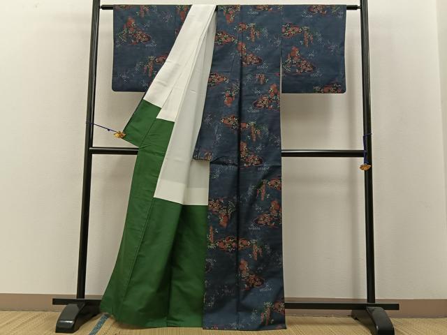 平和屋着物●本場大島紬　9マルキ　雲取枝垂れ藤花文　正絹　逸品　BAAW5126hj