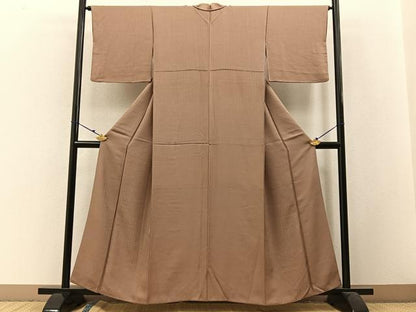平和屋着物●上質な色無地　文字地紋　紫染色　正絹　逸品　BAAW5129hj