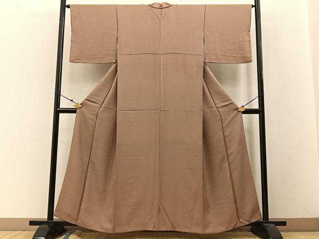 平和屋着物●上質な色無地　文字地紋　紫染色　正絹　逸品　BAAW5129hj