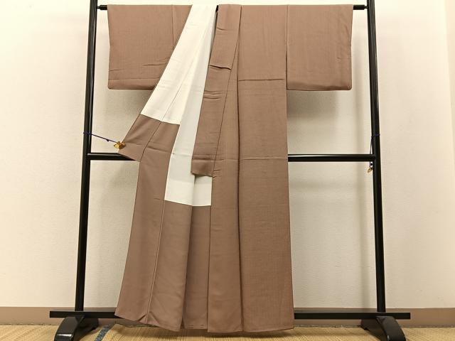 平和屋着物●上質な色無地　文字地紋　紫染色　正絹　逸品　BAAW5129hj