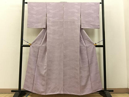 平和屋着物●上質な色無地　切嵌吉祥地紋　薄柿色　正絹　逸品　BAAW5130hj