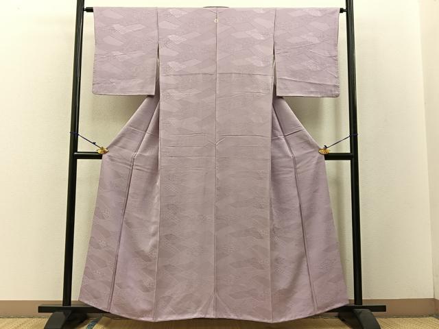 平和屋着物●上質な色無地　切嵌吉祥地紋　薄柿色　正絹　逸品　BAAW5130hj