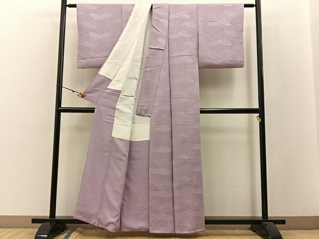 平和屋着物●上質な色無地　切嵌吉祥地紋　薄柿色　正絹　逸品　BAAW5130hj