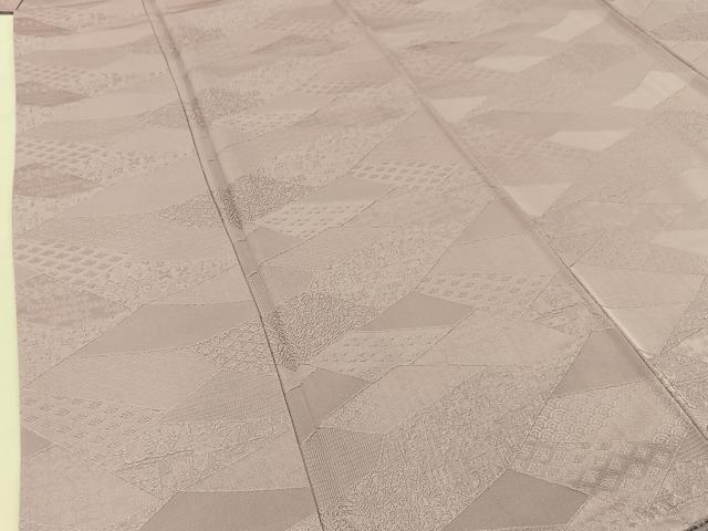 平和屋着物○上質な色無地 切嵌吉祥地紋 薄柿色 正絹 逸品