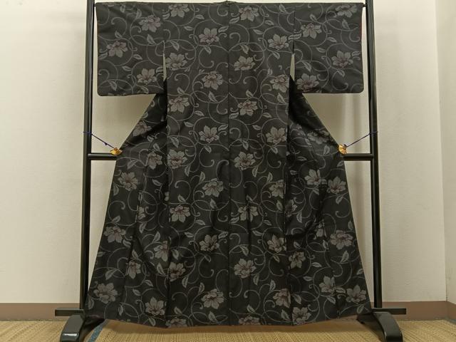 平和屋着物●本場大島紬 花唐草文 正絹 逸品 BAAW5132hj