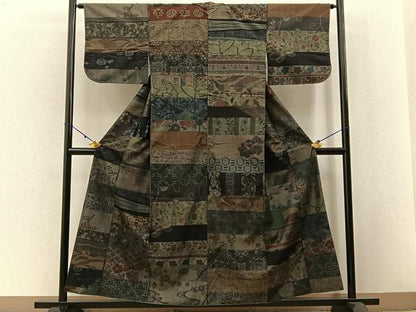 平和屋着物●小千谷紬 百柄 吉祥花文 正絹 逸品 BAAW5133hj