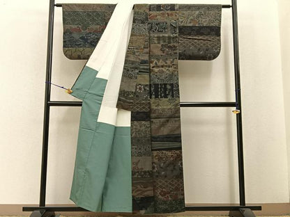 平和屋着物●小千谷紬 百柄 吉祥花文 正絹 逸品 BAAW5133hj