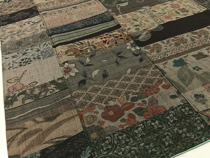 平和屋着物●小千谷紬 百柄 吉祥花文 正絹 逸品 BAAW5133hj
