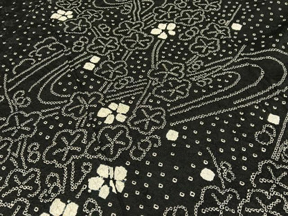 平和屋着物●訪問着 絞り 流水梅文 黒地 正絹 逸品 BAAW5136hj