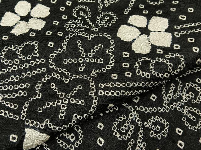平和屋着物●訪問着 絞り 流水梅文 黒地 正絹 逸品 BAAW5136hj