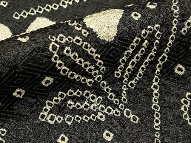 平和屋着物●訪問着 絞り 流水梅文 黒地 正絹 逸品 BAAW5136hj