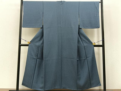 平和屋着物●上質な色無地 鉄御納戸色 正絹 逸品 BAAW5137hj