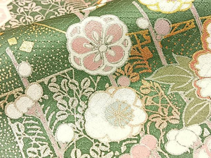 平和屋着物●訪問着 駒刺繍 鴛鴦雪輪花文 暈し染め 金銀彩 正絹 逸品 BAAW5140hj