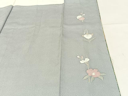平和屋着物●訪問着 駒刺繍 鴛鴦雪輪花文 暈し染め 金銀彩 正絹 逸品 BAAW5140hj