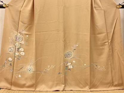 平和屋着物●訪問着 駒刺繍 桃山草花文 暈し染め 金彩 正絹 逸品 BAAW5141hj