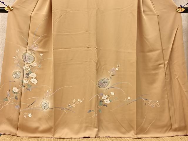 平和屋着物●訪問着 駒刺繍 桃山草花文 暈し染め 金彩 正絹 逸品 BAAW5141hj