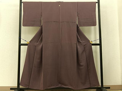 平和屋着物●上質な色無地 煤竹色 正絹 逸品 BAAW5143hj