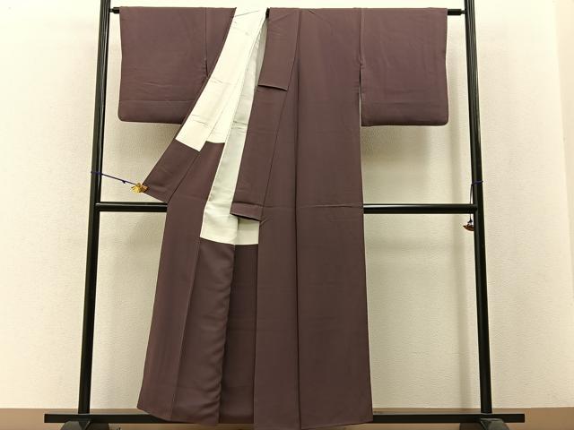平和屋着物●上質な色無地 煤竹色 正絹 逸品 BAAW5143hj