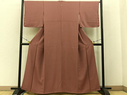 平和屋着物●上質な色無地 蘇芳香色 正絹 逸品 未使用 BAAW5144hj