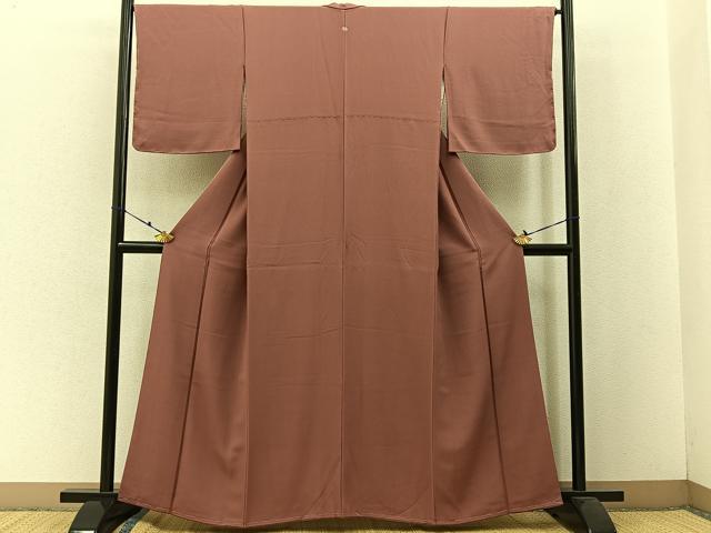 平和屋着物●上質な色無地 蘇芳香色 正絹 逸品 未使用 BAAW5144hj