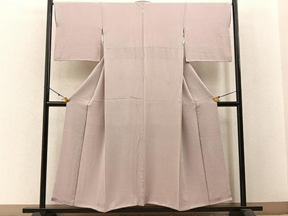 平和屋着物●上質な色無地 灰桜色 正絹 逸品 BAAW5149hj