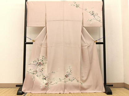平和屋着物●訪問着　友禅　作家物　枝花文　ロング丈　正絹　逸品　BAAW5151hj