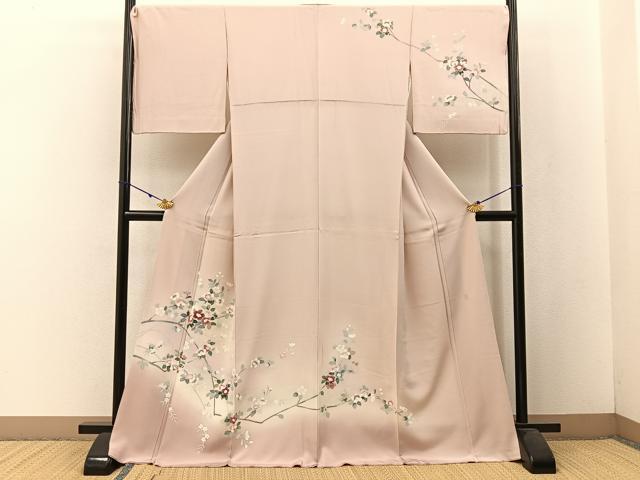 平和屋着物●訪問着　友禅　作家物　枝花文　ロング丈　正絹　逸品　BAAW5151hj