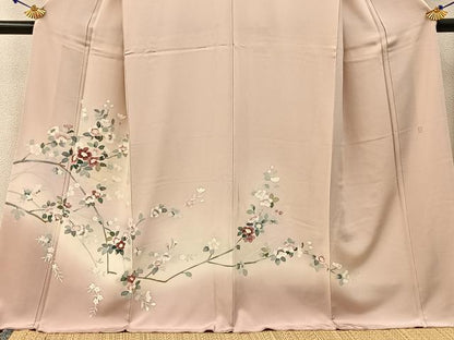 平和屋着物●訪問着　友禅　作家物　枝花文　ロング丈　正絹　逸品　BAAW5151hj