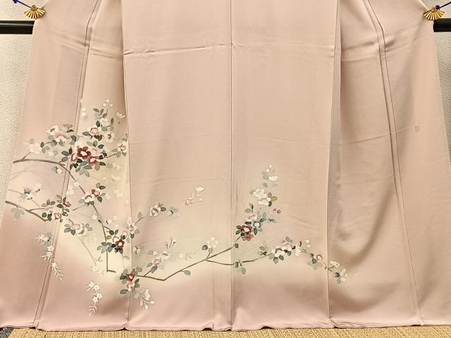 平和屋着物●訪問着　友禅　作家物　枝花文　ロング丈　正絹　逸品　BAAW5151hj