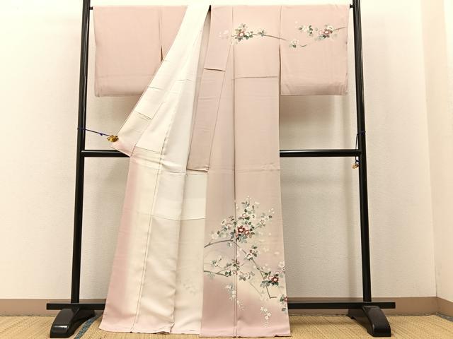 平和屋着物●訪問着　友禅　作家物　枝花文　ロング丈　正絹　逸品　BAAW5151hj