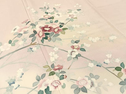 平和屋着物●訪問着　友禅　作家物　枝花文　ロング丈　正絹　逸品　BAAW5151hj