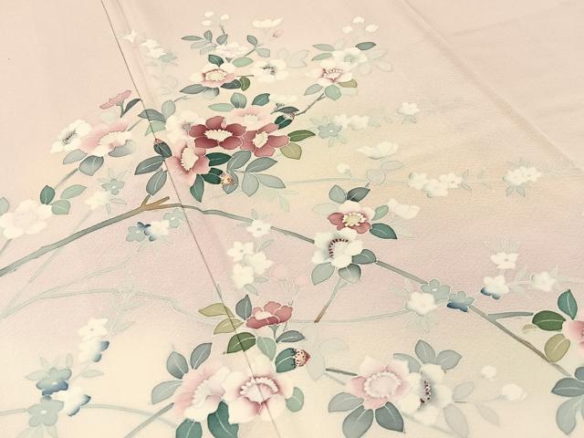 平和屋着物●訪問着　友禅　作家物　枝花文　ロング丈　正絹　逸品　BAAW5151hj