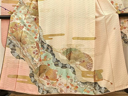 平和屋着物●ブライダルファッションデザイナー・桂由美 振袖 鳳凰檜扇花蝶文 暈し染め 金銀彩 正絹 逸品 BAAW5152hj