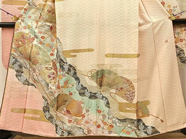 平和屋着物●ブライダルファッションデザイナー・桂由美 振袖 鳳凰檜扇花蝶文 暈し染め 金銀彩 正絹 逸品 BAAW5152hj