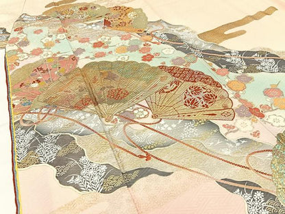 平和屋着物●ブライダルファッションデザイナー・桂由美 振袖 鳳凰檜扇花蝶文 暈し染め 金銀彩 正絹 逸品 BAAW5152hj