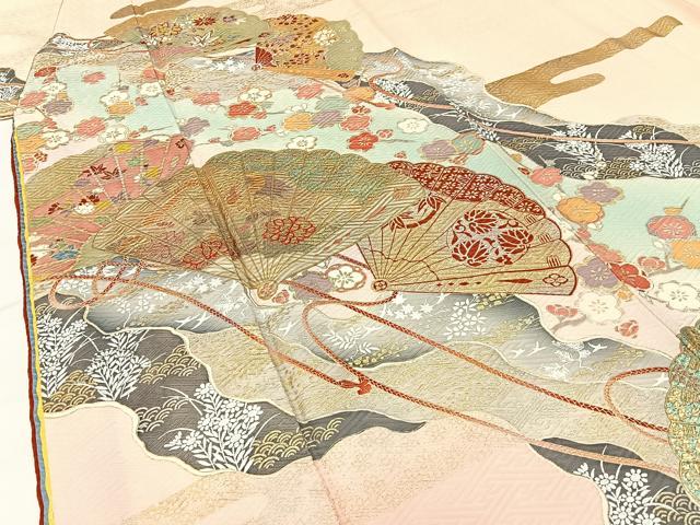 平和屋着物●ブライダルファッションデザイナー・桂由美 振袖 鳳凰檜扇花蝶文 暈し染め 金銀彩 正絹 逸品 BAAW5152hj