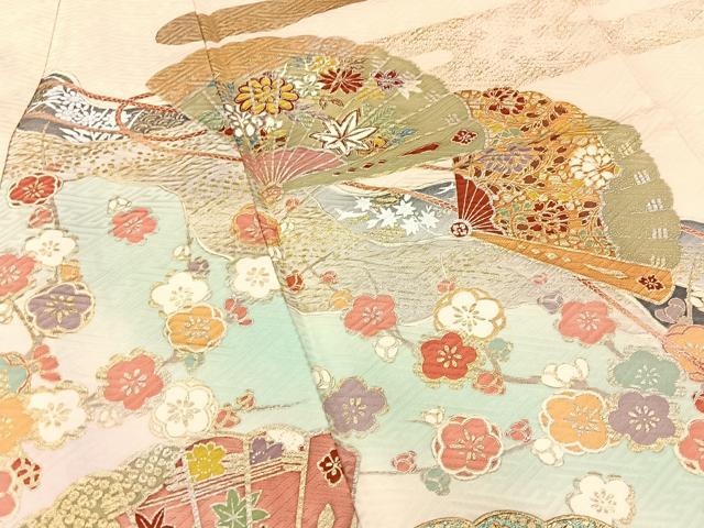 平和屋着物●ブライダルファッションデザイナー・桂由美 振袖 鳳凰檜扇花蝶文 暈し染め 金銀彩 正絹 逸品 BAAW5152hj