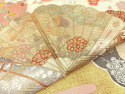 平和屋着物●ブライダルファッションデザイナー・桂由美 振袖 鳳凰檜扇花蝶文 暈し染め 金銀彩 正絹 逸品 BAAW5152hj