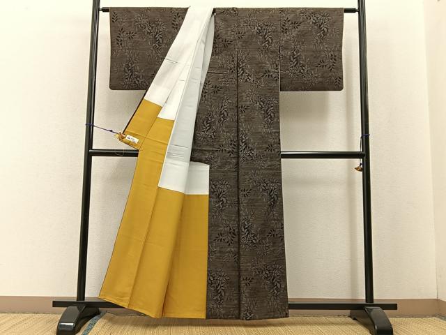 平和屋着物●本場大島紬 草葉文 やまと誂製 正絹 逸品 BAAW5155hj