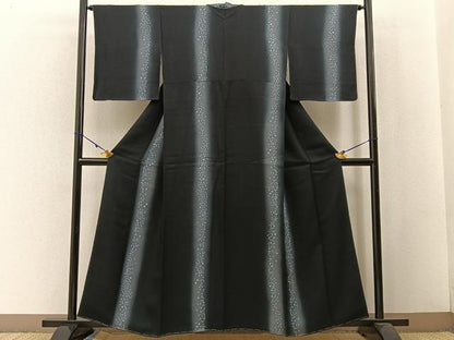 平和屋着物●上質な小紋 星 暈し染め 黒地 正絹 逸品 未使用 BAAW5158hj