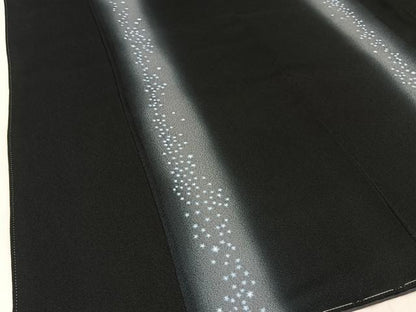 平和屋着物●上質な小紋 星 暈し染め 黒地 正絹 逸品 未使用 BAAW5158hj
