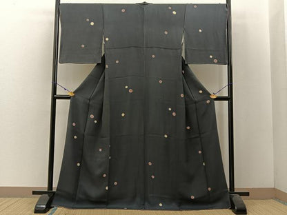 平和屋着物●上質な小紋 絞り あられ文様 ロング丈 正絹 逸品 BAAW5159hj