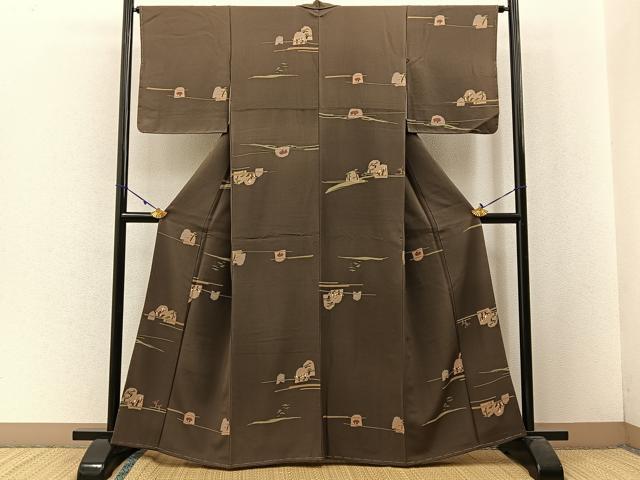 平和屋着物●上質な小紋 樹林文 正絹 逸品 未使用 BAAW5160hj