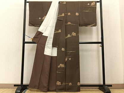 平和屋着物●上質な小紋 樹林文 正絹 逸品 未使用 BAAW5160hj
