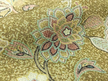 平和屋着物●上質な小紋 更紗花文 たたき染め 金彩 鬼しぼ縮緬 正絹 逸品 BAAW5162hj