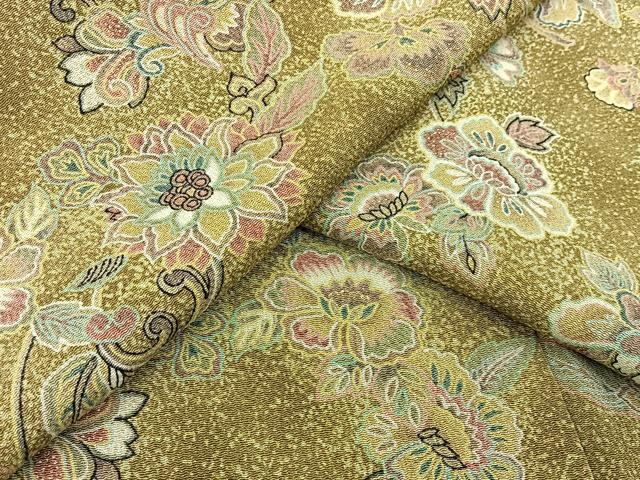平和屋着物●上質な小紋 更紗花文 たたき染め 金彩 鬼しぼ縮緬 正絹 逸品 BAAW5162hj