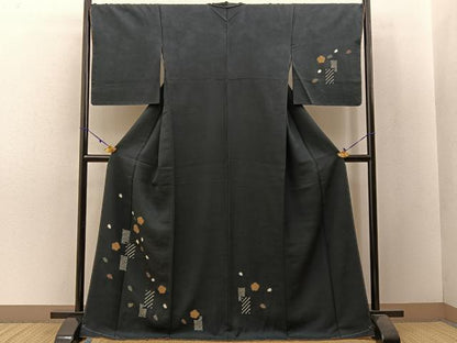 平和屋着物●訪問着 絞り 舞桜文 金彩 ロング丈 正絹 逸品 未使用 BAAW5165hj